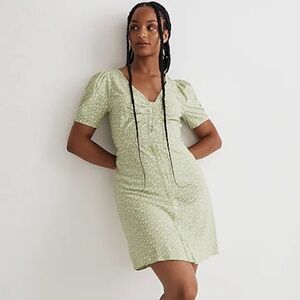 Madewell V-neck Light Green Floral Dress